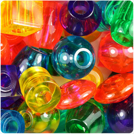 TRANSPARENT MIX 25mm JUMBO SHAPE PONY BEADS
