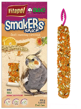 SMAKERS  COCKATIEL TREAT STICK ORANGE TWIN PACK